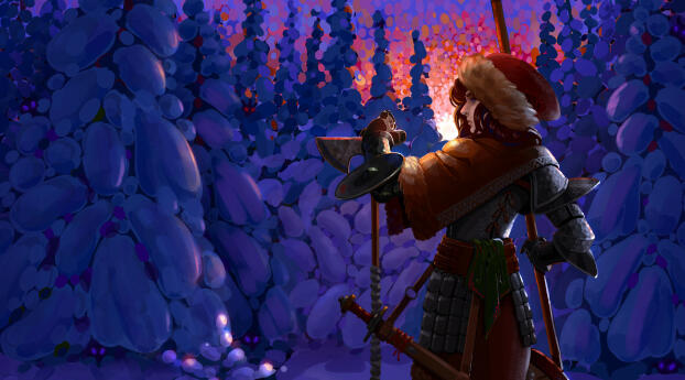 Women Warrior Cozy Snowforest Wallpaper 720x1520 Resolution