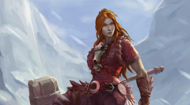 Women Warrior Yllva the Barbarian Art Wallpaper 1024x576 Resolution