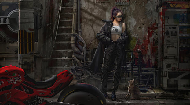 Women with Cat 4k Fantasy Art Wallpaper 1080x1620 Resolution