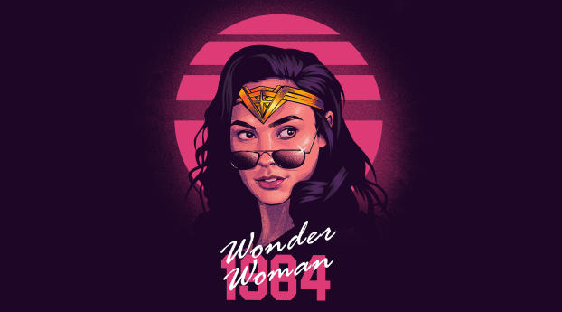Wonder Woman 1984 Neon Synthwave Poster Wallpaper