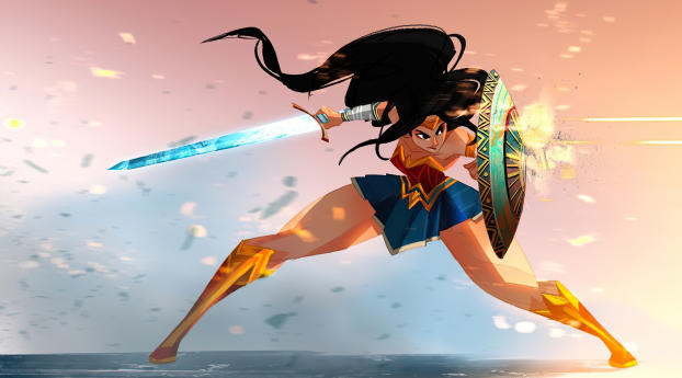 Wonder Woman Poly Art Wallpaper 1080x2220 Resolution