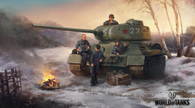 world of tanks, t-34-85, tank Wallpaper 1366x768 Resolution