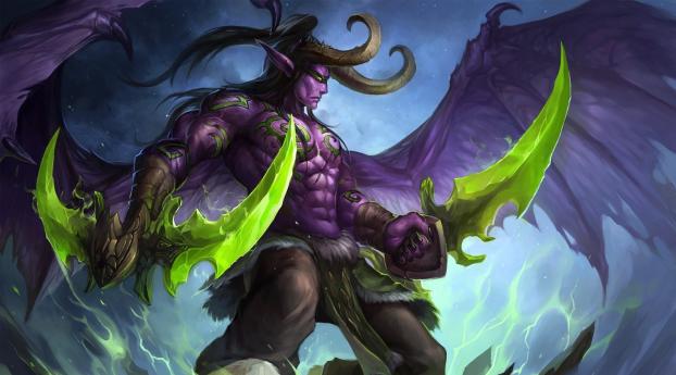 World Of Warcraft Illidan Stormrage Art Wallpaper 320x240 Resolution