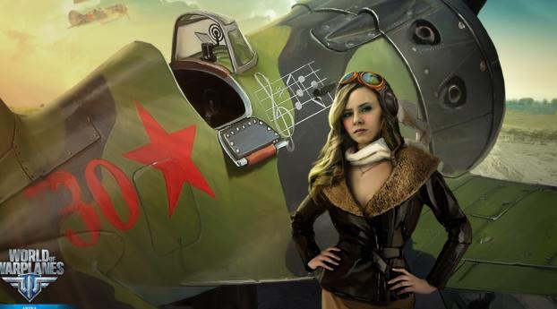 world of warplanes, girl, art Wallpaper 1400x900 Resolution