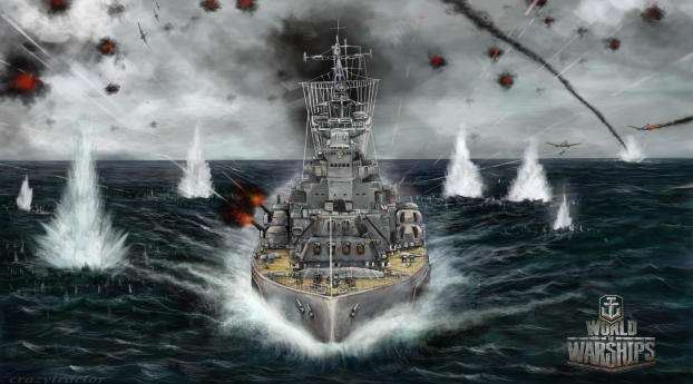 World Of Warship Sea War Wallpaper 5120x1440 Resolution
