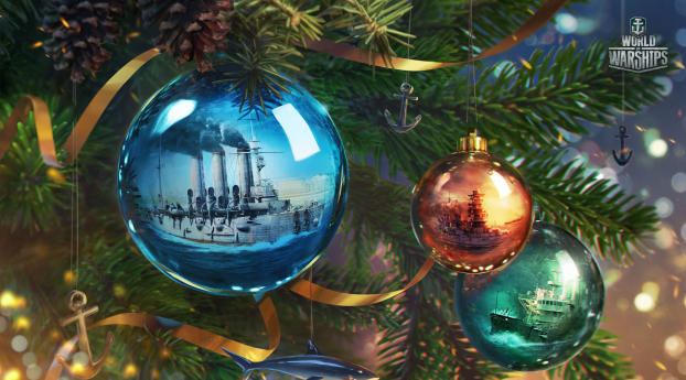 World Of Warships New Year Balls Wallpaper 1000x3000 Resolution
