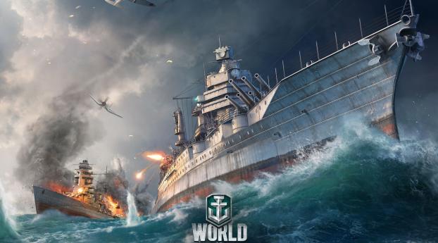 World Of Warships Ship Explosion Wallpaper 1080x2520 Resolution