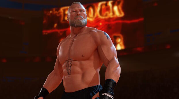 WWE 2K23 Brock Lesnar Wallpaper 2048x1024 Resolution