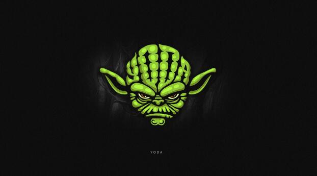 Yoda Star Wars HD Minimal Art Wallpaper 1200x480 Resolution