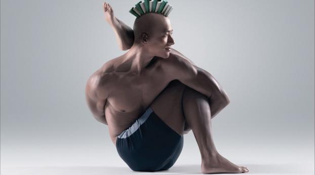 yoga, twisting, man Wallpaper 2560x1440 Resolution