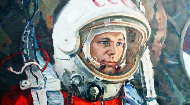 yuri gagarin, cosmonaut, ussr Wallpaper 1336x768 Resolution