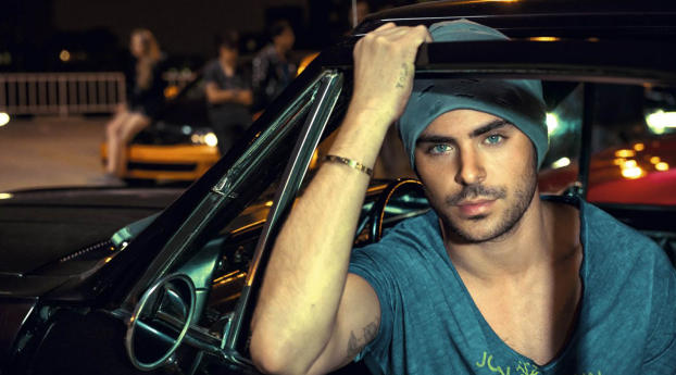 Zac Efron with Car wallpapers Wallpaper 840x1336 Resolution