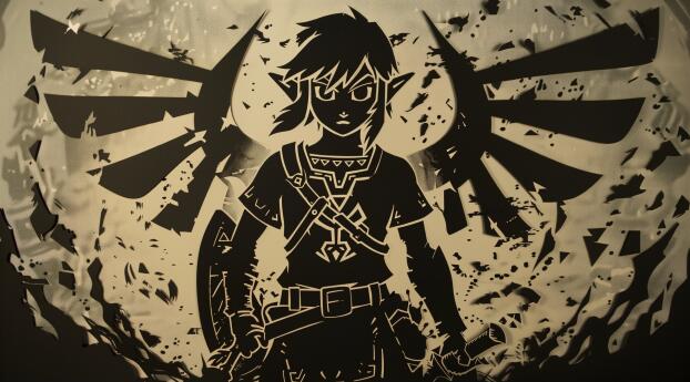 Zelda's Hero Link Monochrome Cool Art Wallpaper 1280x1024 Resolution